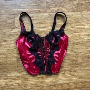 Elegant Red and Black Lace Corset